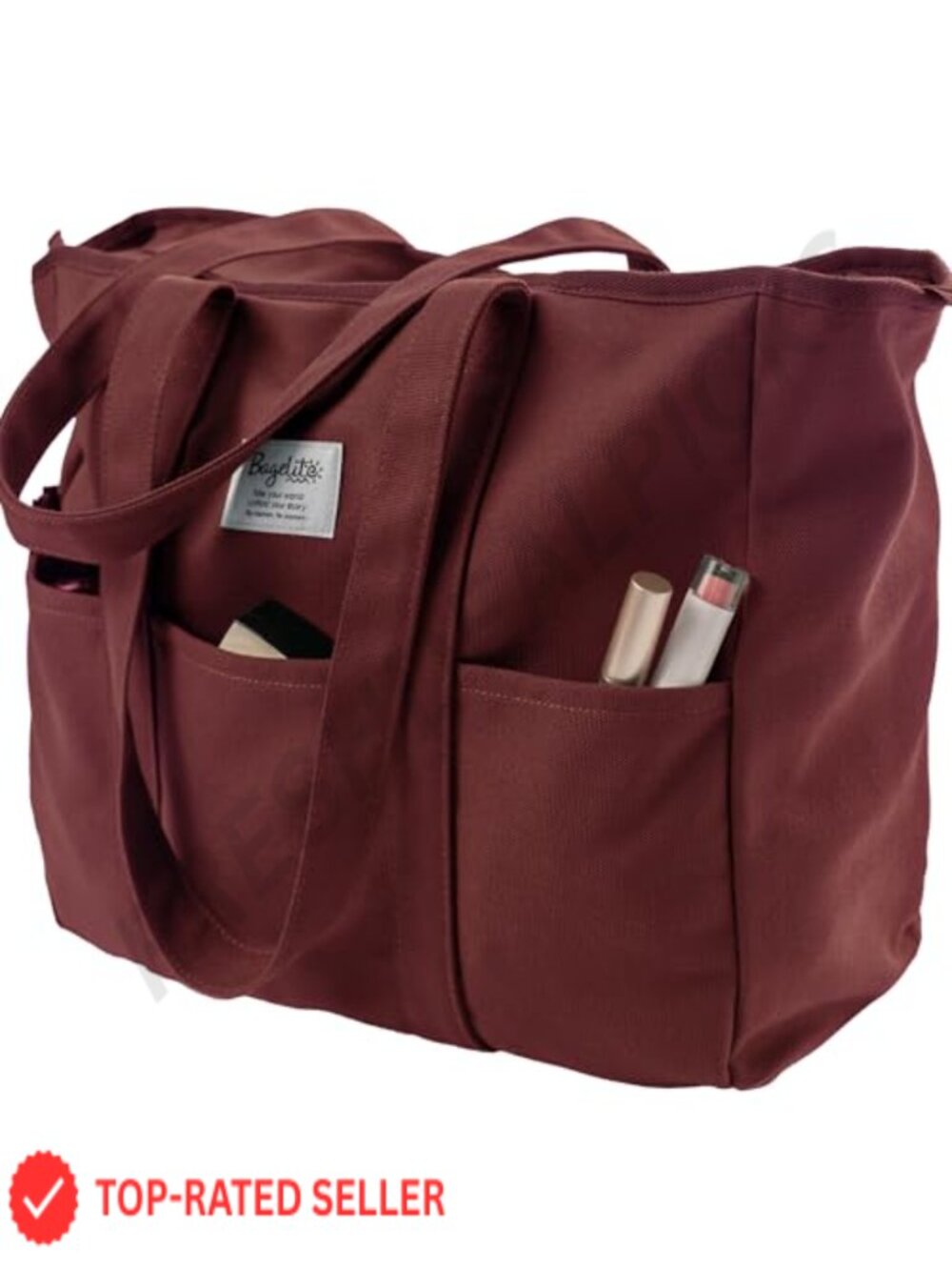 Extra Large Canvas Tote with Zipper Utility Work Bag 16oz Cotton